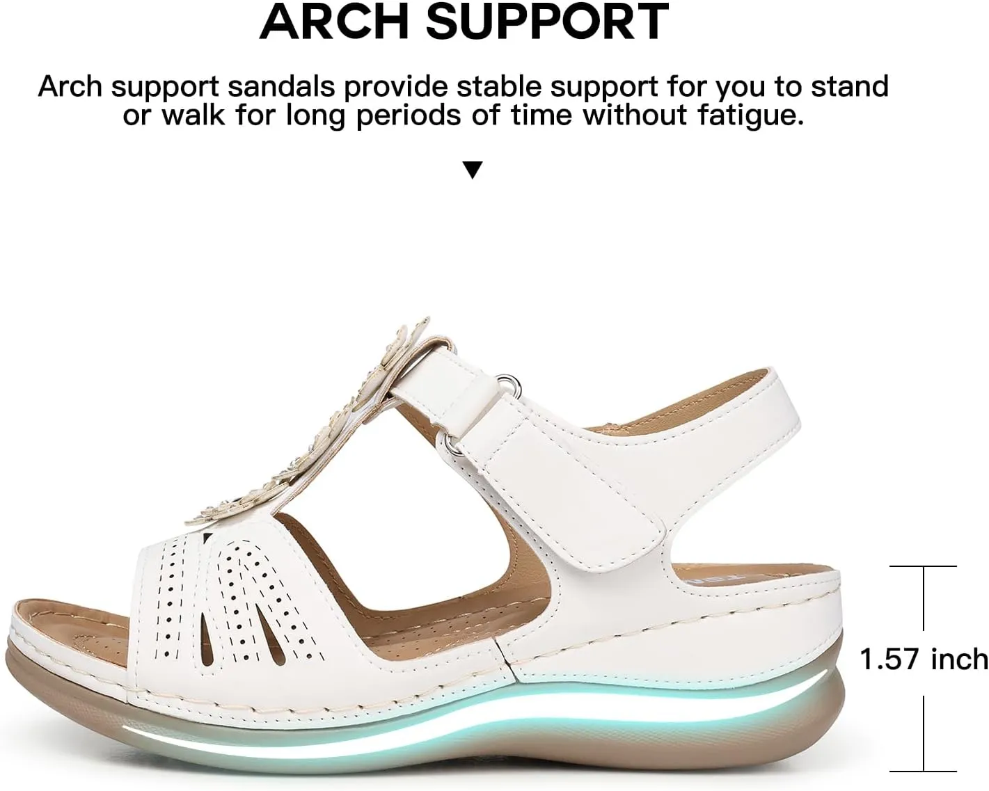 TEMOFON Wedge Sandals for Women Comfortable Walking Sandals Bohemian Open Toe Sandals Causal Summer Arch Support Flat Sandals