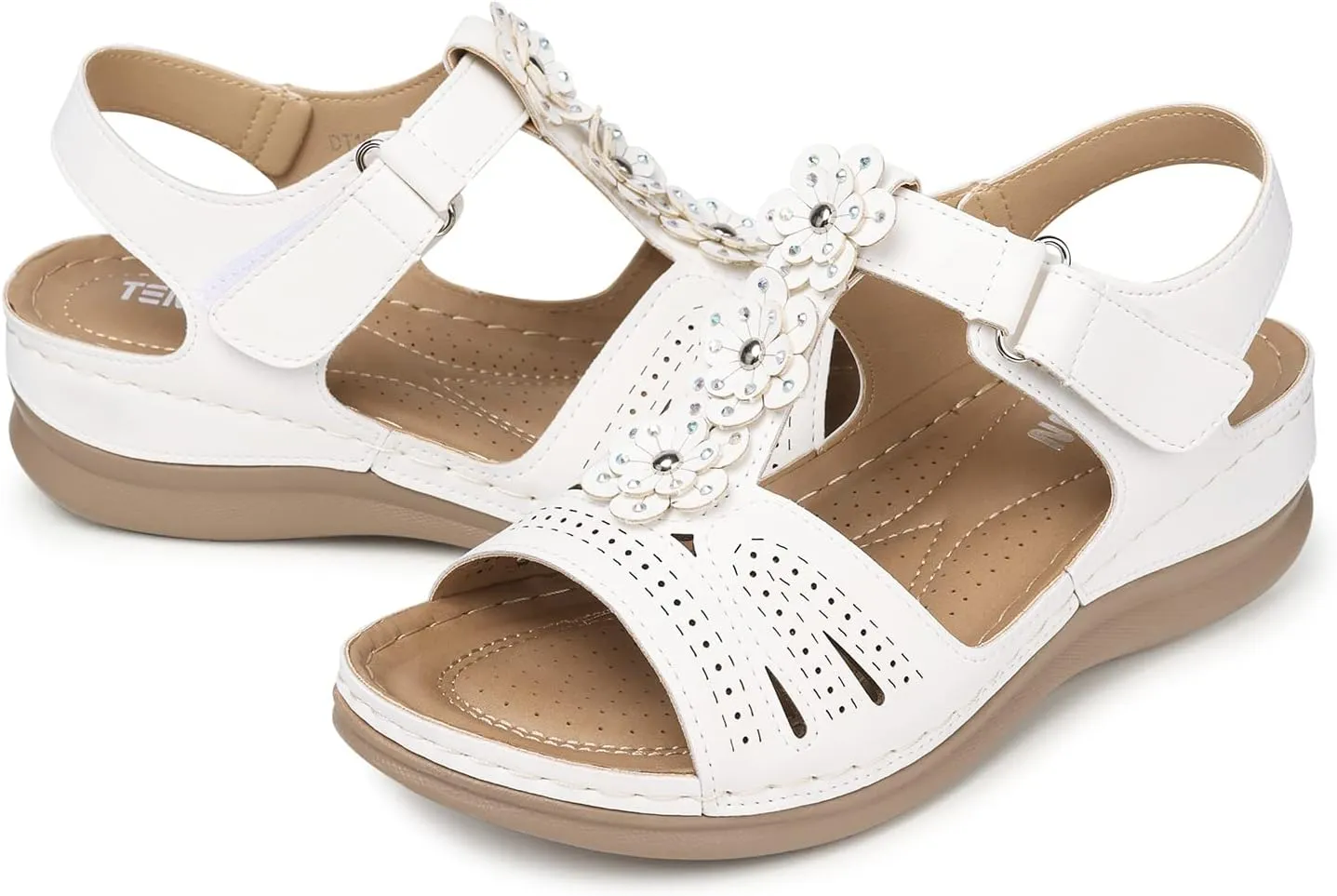 TEMOFON Wedge Sandals for Women Comfortable Walking Sandals Bohemian Open Toe Sandals Causal Summer Arch Support Flat Sandals