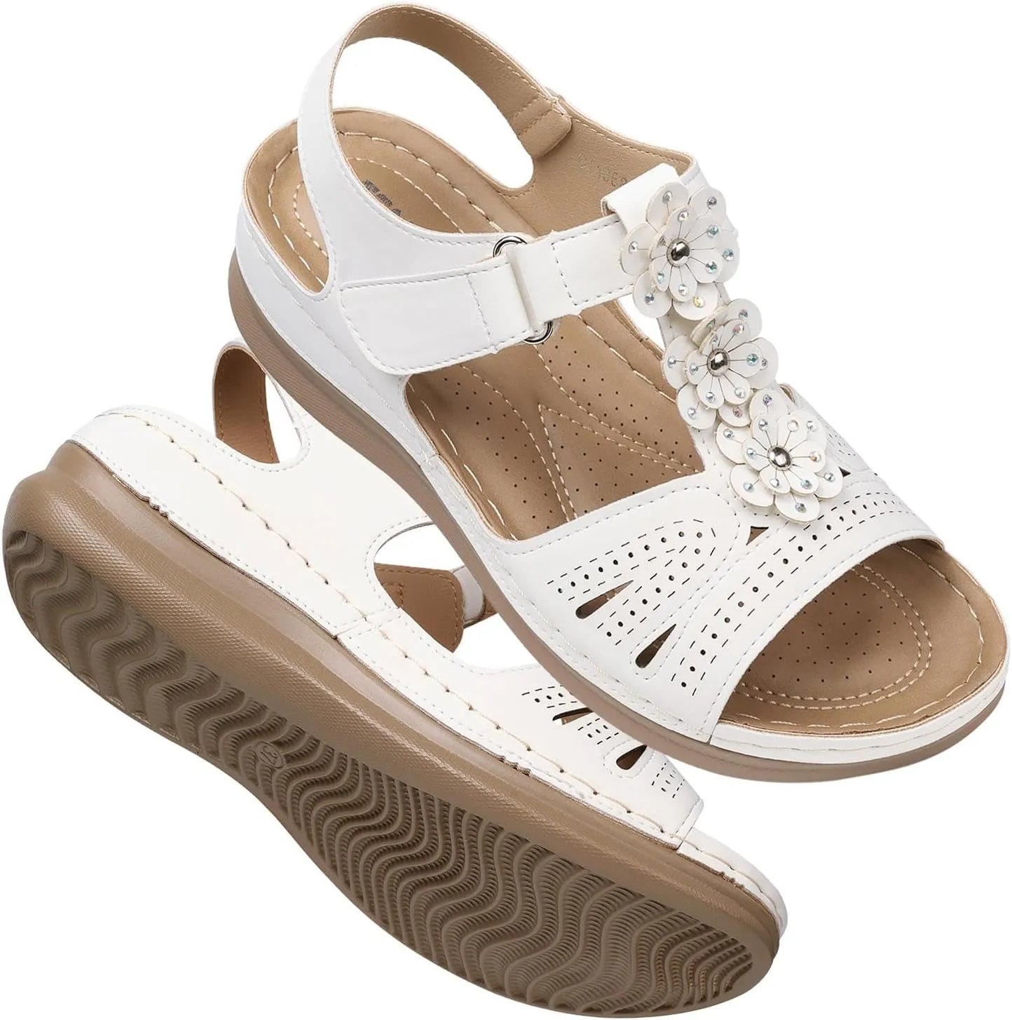 TEMOFON Wedge Sandals for Women Comfortable Walking Sandals Bohemian Open Toe Sandals Causal Summer Arch Support Flat Sandals