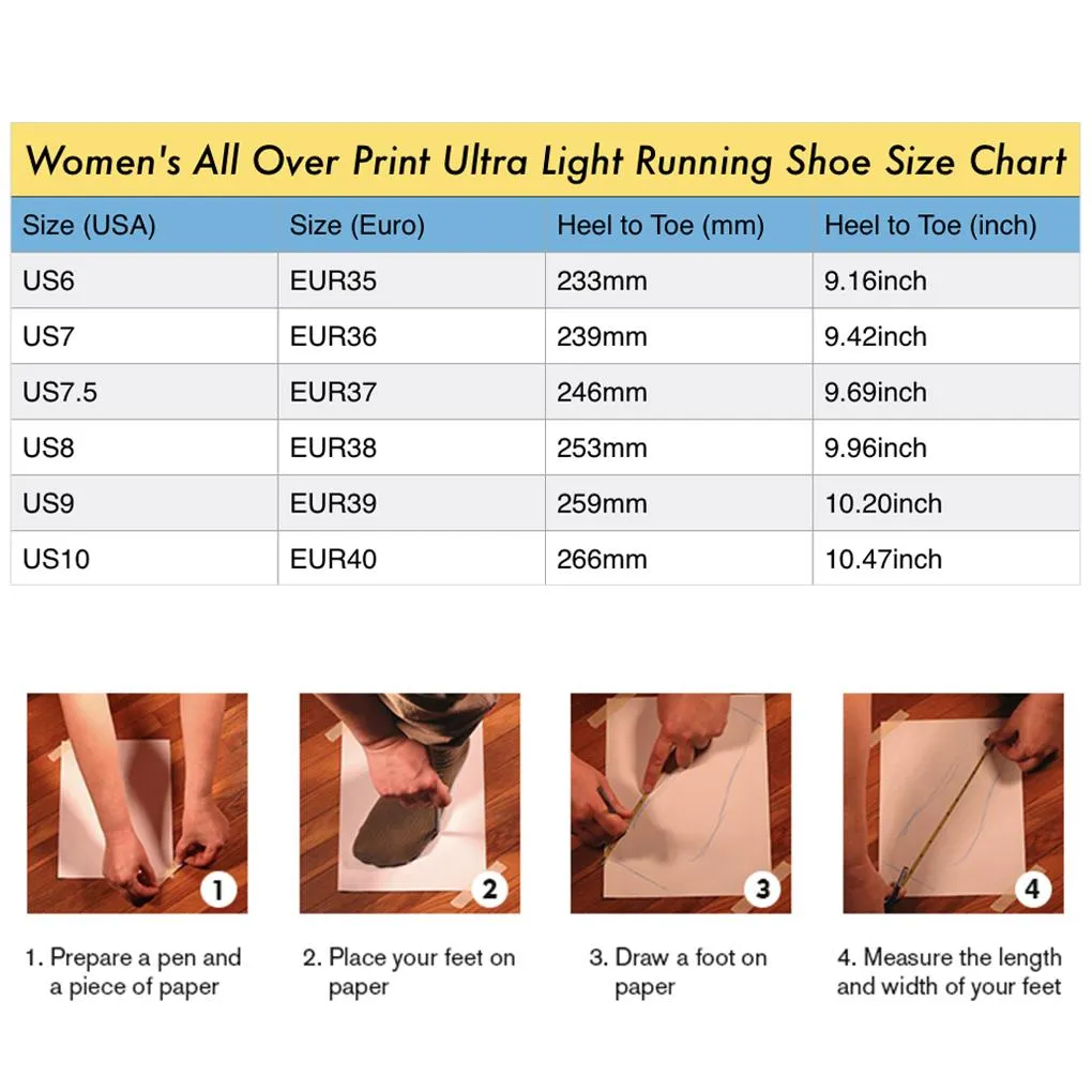 THE FOUR CROWNS  Ultra Light All Over Print Running Shoes for Women