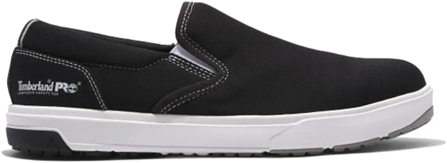 Timberland PRO Men's Berkley Slip-On Composite Safety Toe Industrial Casual Work Shoe, Black/White-2024 New, 12M