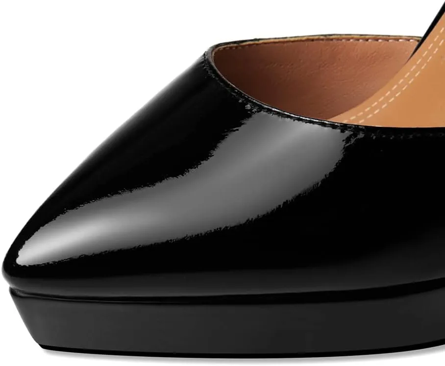 TinaCus Women's Platform Pointed Toe Patent Leather Handmade High Heels Zip Up Chic Sandal Boots