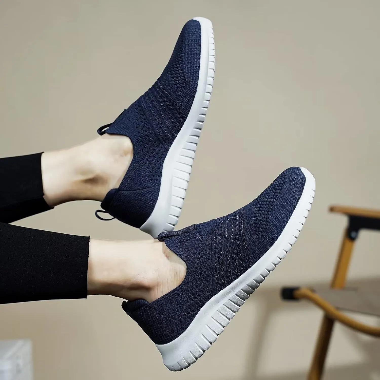 TIOSEBON Women's Walking Tennis Shoes Knit Comfortable Slip on Breathable Mesh Lightweight Sneaker