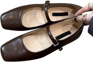 TN TANGNEST Flats for Women Elegant Square Toe Slip On Flats Soft One Line Strap Flats Retro Mary Jane Flat Shoes