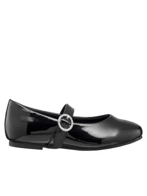 Toddler Amy Jeweled Buckle Ballet Flat in Black