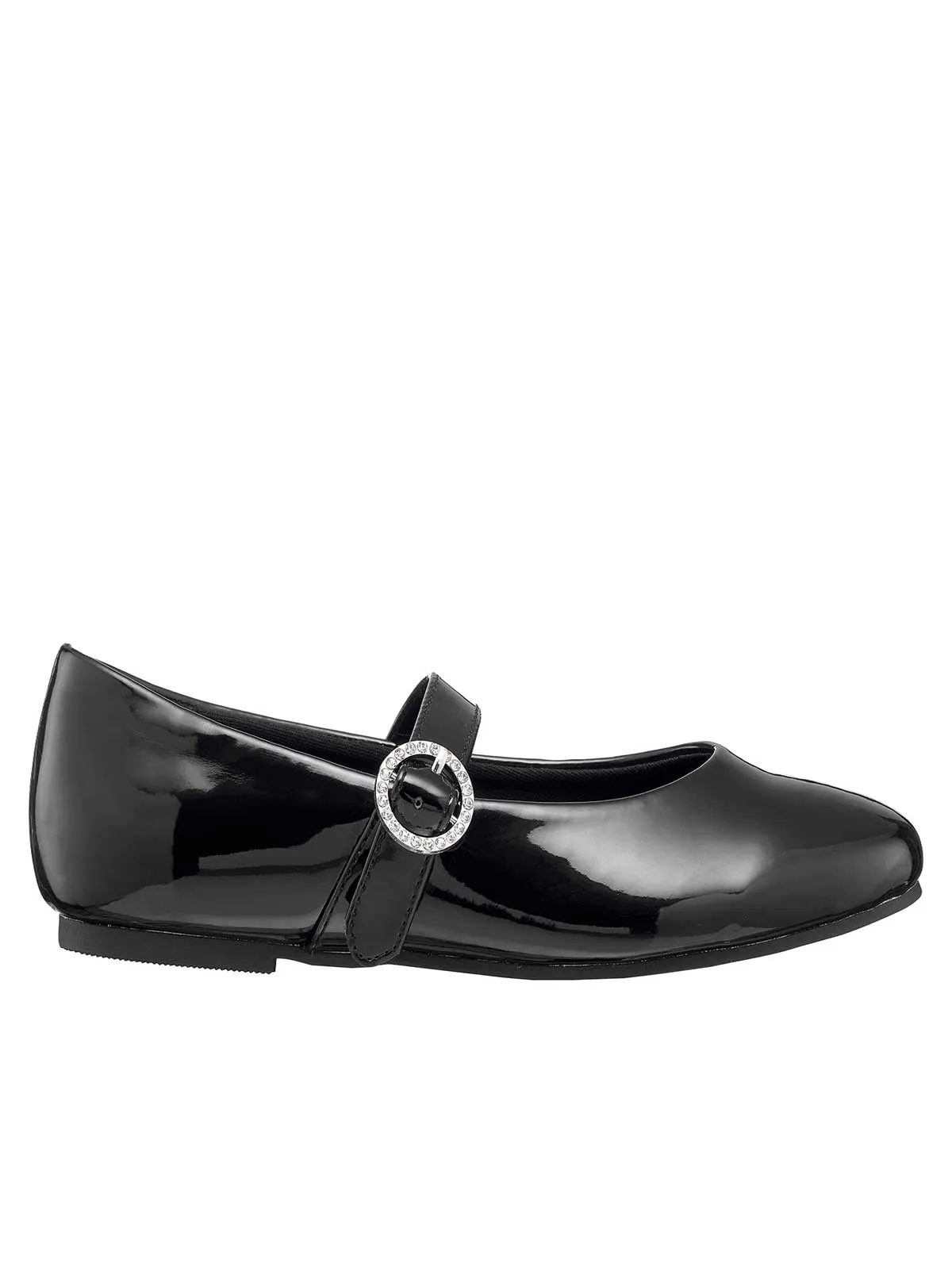 Toddler Amy Jeweled Buckle Ballet Flat in Black