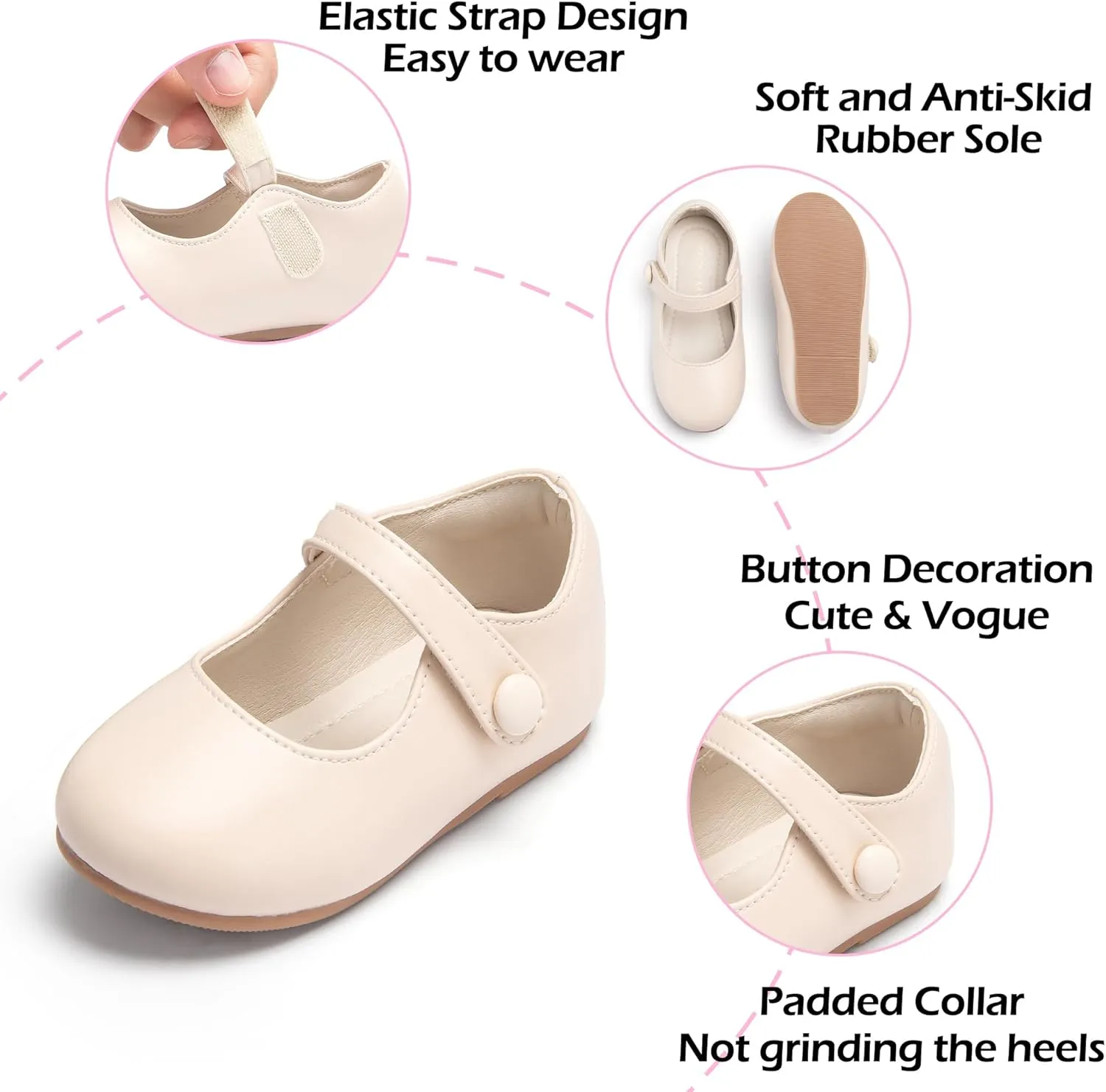 Toddler Flower Girl Dress Shoes - Little Girl Mary Janes for Wedding Party