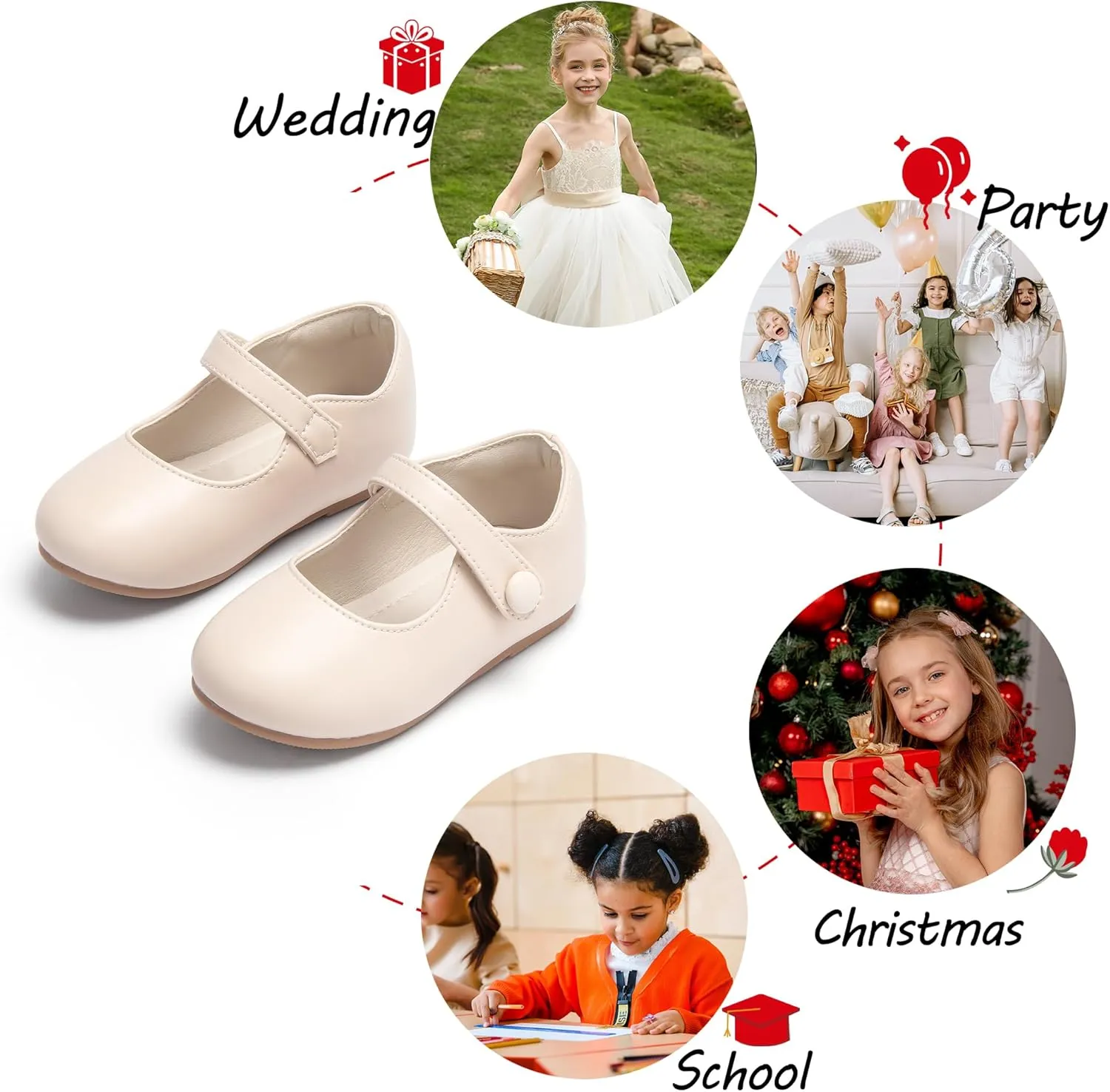 Toddler Flower Girl Dress Shoes - Little Girl Mary Janes for Wedding Party