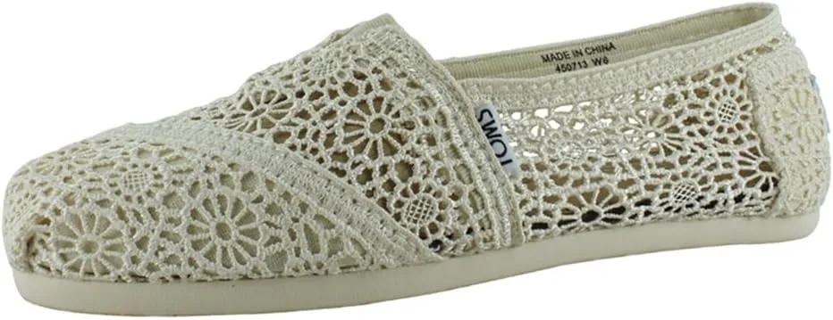 TOMS Women's Crochet Classic Slip-on Natural Crochet Shoes (11)