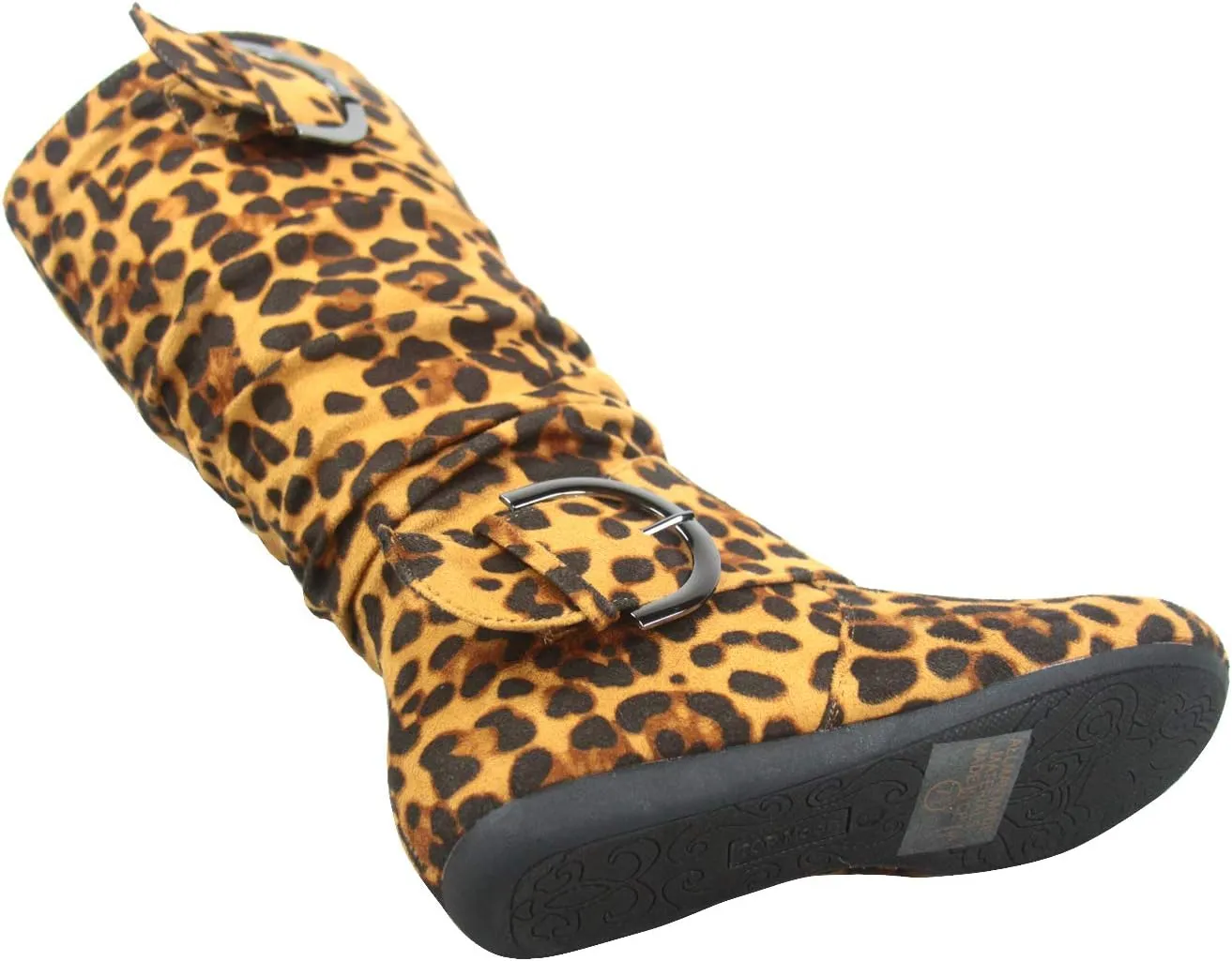 TOP Moda Bank-81 Women's Fashion Round Toe Flat Heel Zipper Buckle Slouchy Mi.