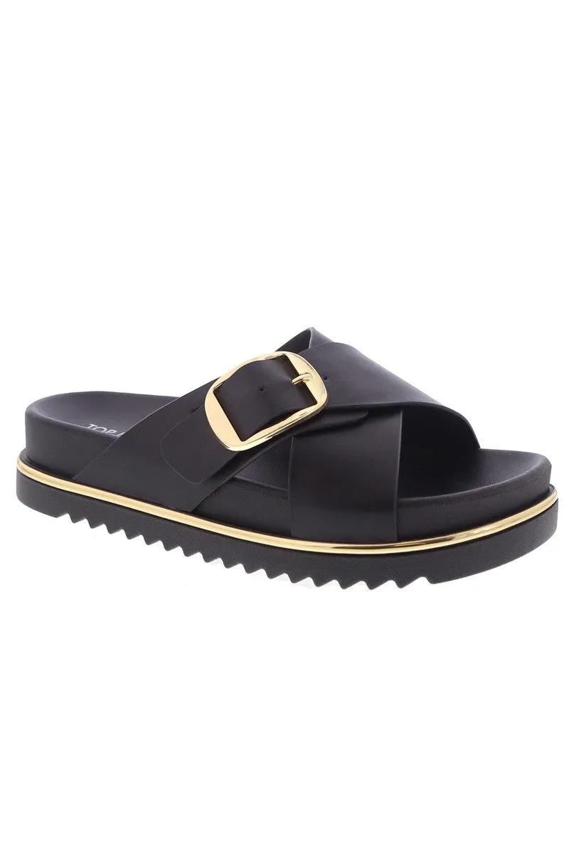 Top Moda POTTER-1 Black Criss Cross Strap Sandal