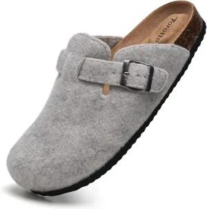 Torotto Womens Mens Clogs Cork Footbed Suede Slippers Arch Support Potato Shoes with Adjustable Buckle