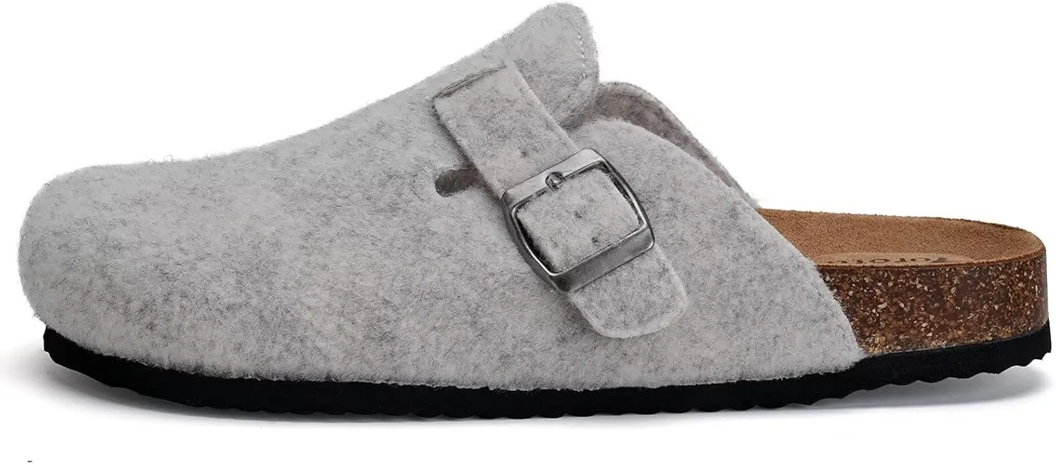 Torotto Womens Mens Clogs Cork Footbed Suede Slippers Arch Support Potato Shoes with Adjustable Buckle