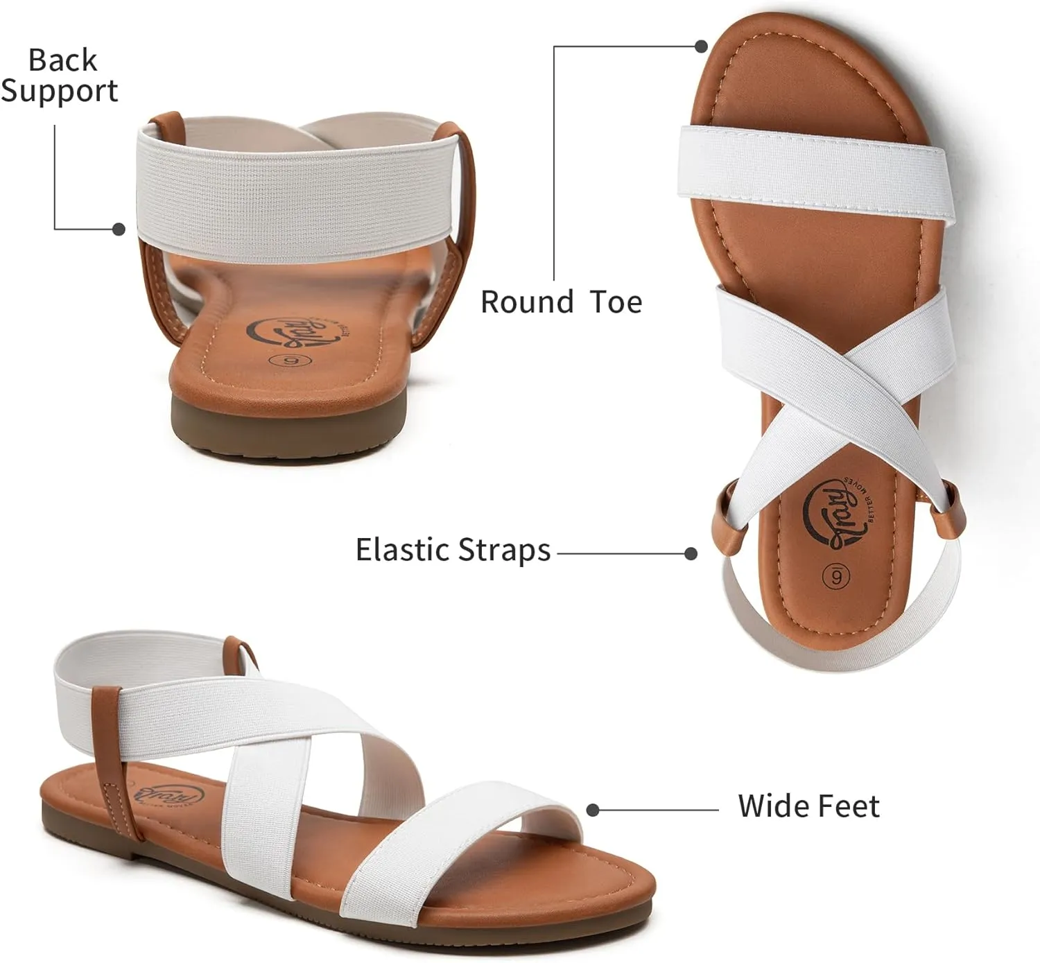 Trary Women's Dressy Summer Sandals, Elastic, Cute, Open Toe, Wide, Sandalias Para Mujer