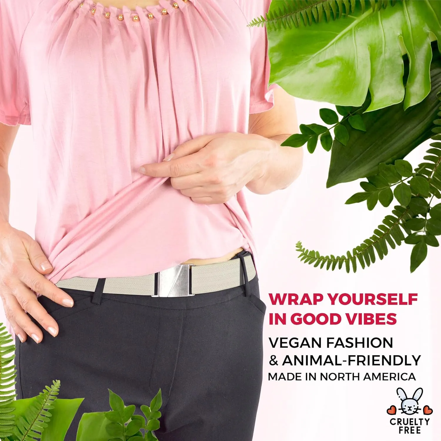 Truth Elastic Belts for Women & Men, No Show Flat Buckle KARMA Belts, Invisible Stretch Belts for Jeans, Pants and Plus Sizes
