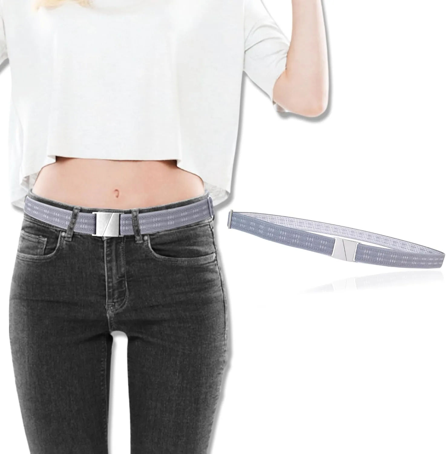 Truth Elastic Belts for Women & Men, No Show Flat Buckle KARMA Belts, Invisible Stretch Belts for Jeans, Pants and Plus Sizes