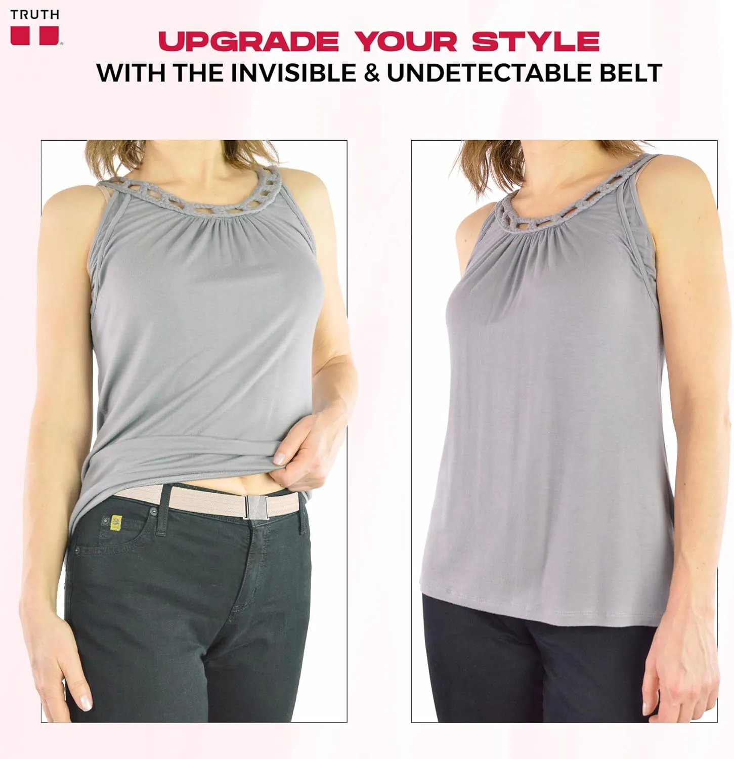 Truth Elastic Belts for Women & Men, No Show Flat Buckle KARMA Belts, Invisible Stretch Belts for Jeans, Pants and Plus Sizes