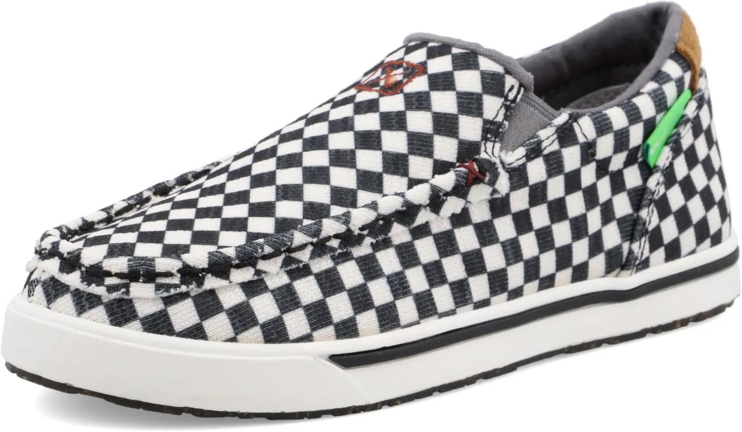 Twisted X Kid's Slip-On Kicks, Moc Toe, Black & White, 13.5 M