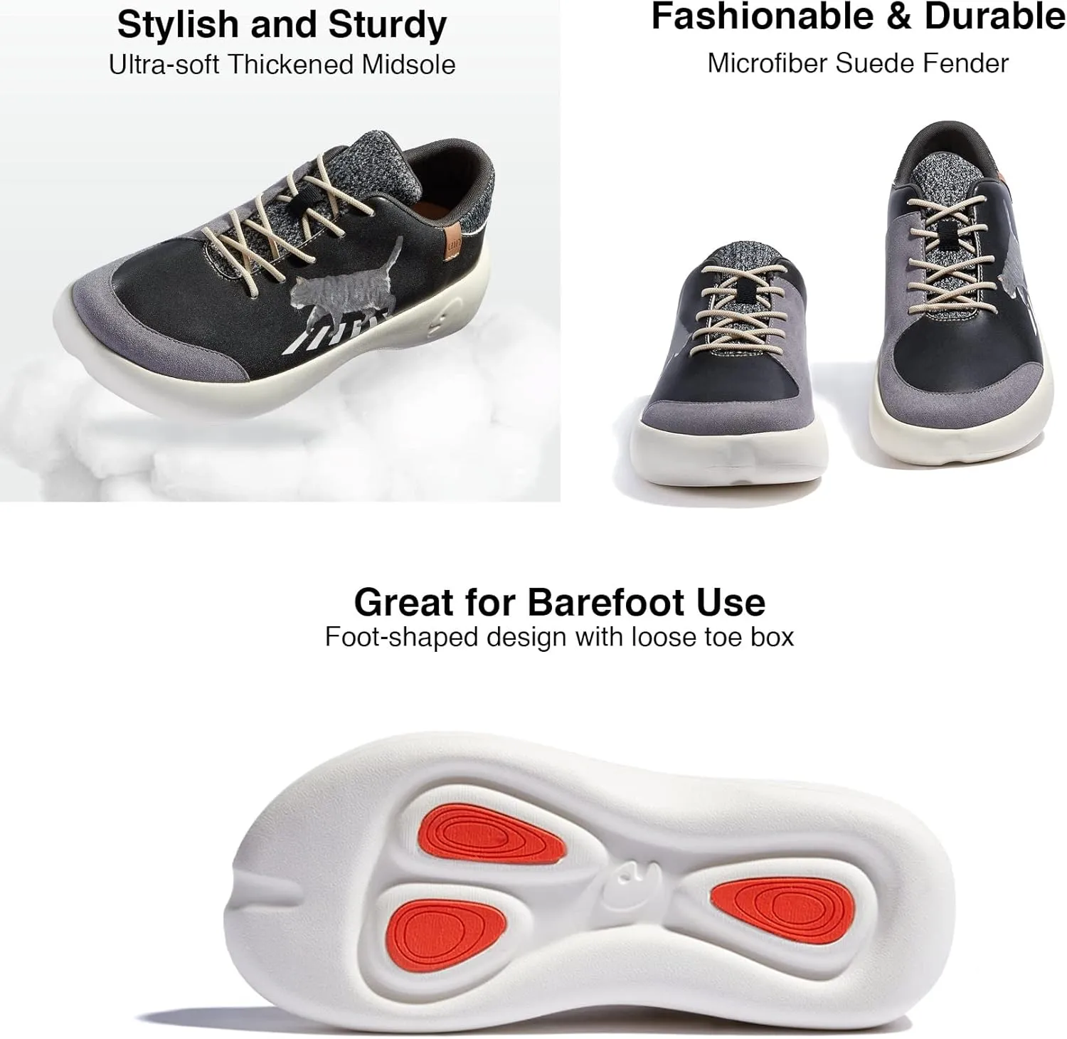 UIN Men's Art Painted Fashion Sneaker Wide Toe Lace-up Lightweight Comfort Walking Travel Shoes Bartello