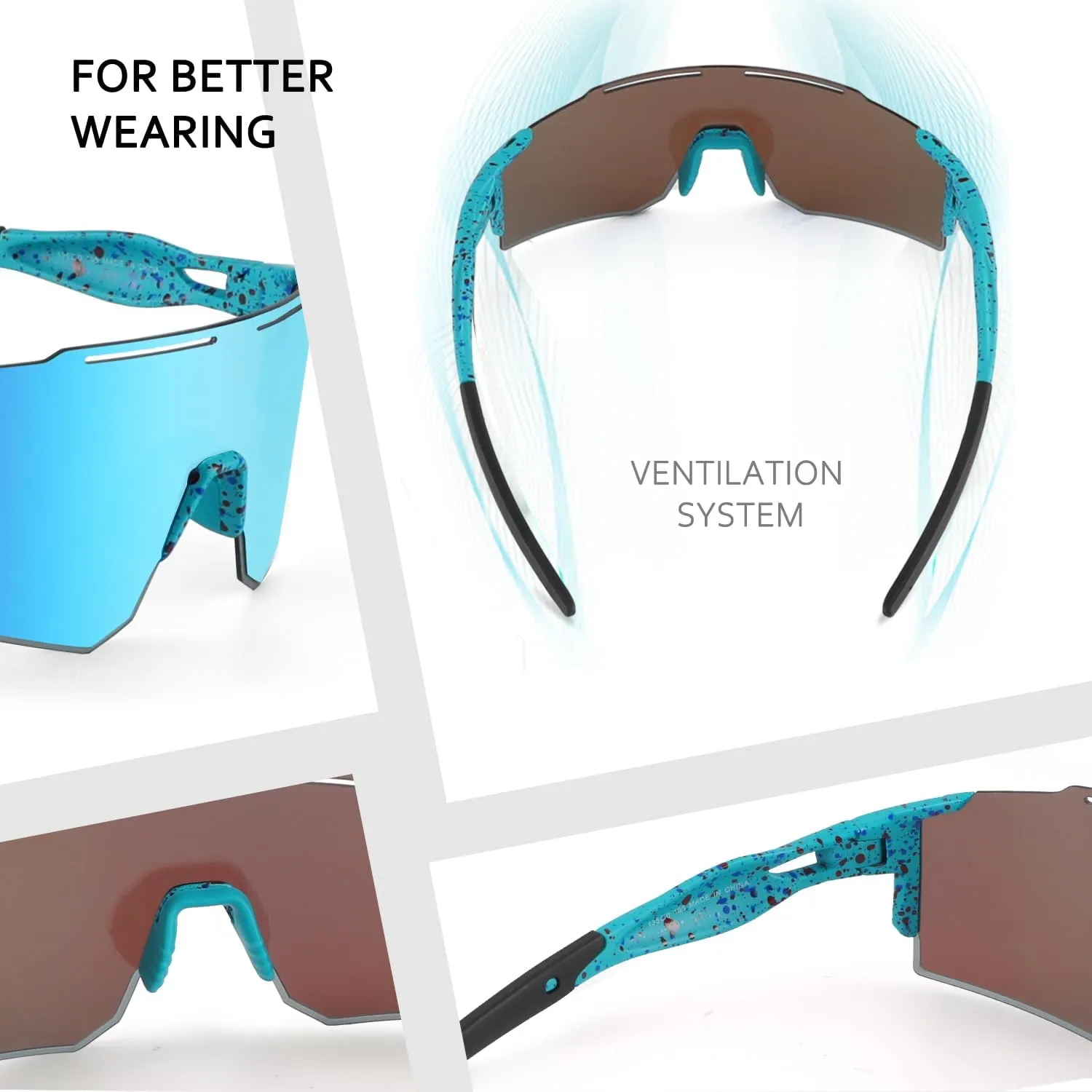 Ukoly Cycling Sunglasses for Men Women with 3 Interchangeable Lenses, Polarized Sports Sunglasses, Baseball Sunglasses