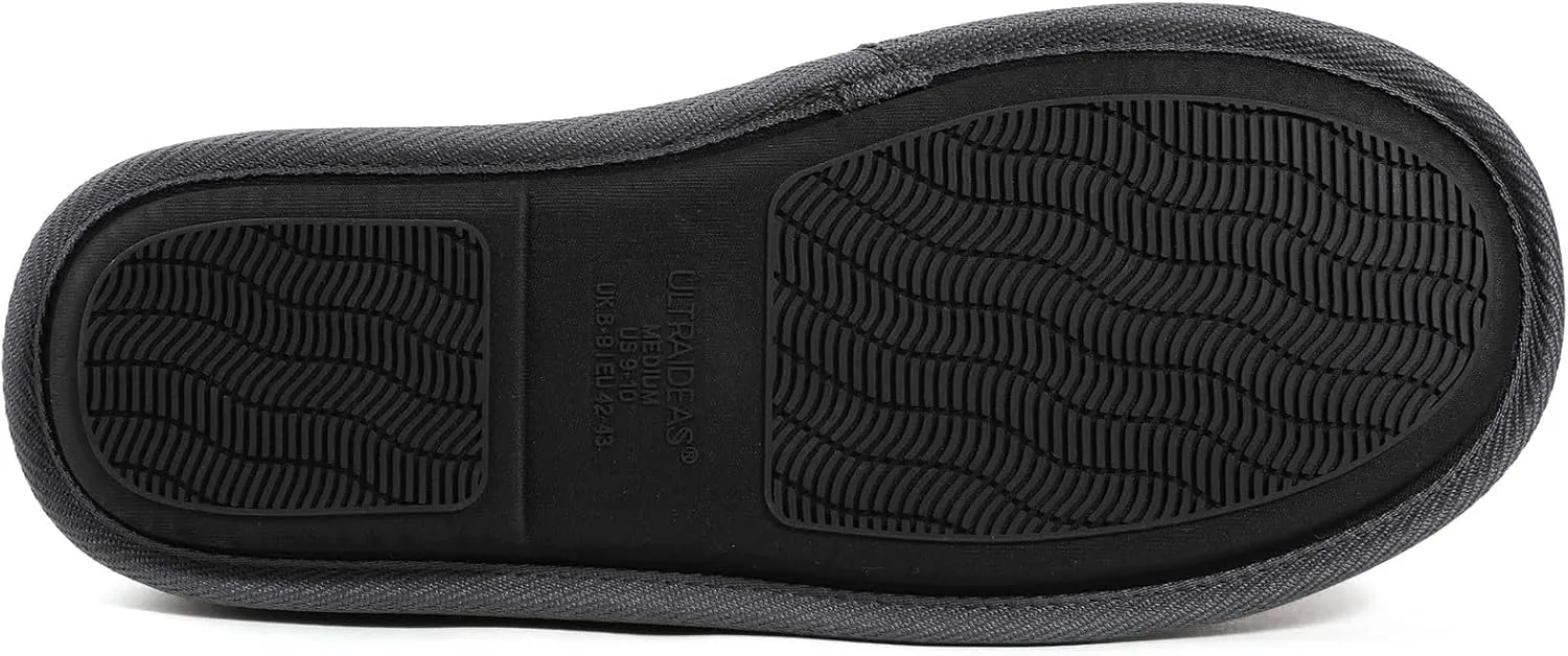 ULTRAIDEAS Casual Slippers for Men, Slip On Men's Slippers with Memory Foam & Rubber Sole Indoor