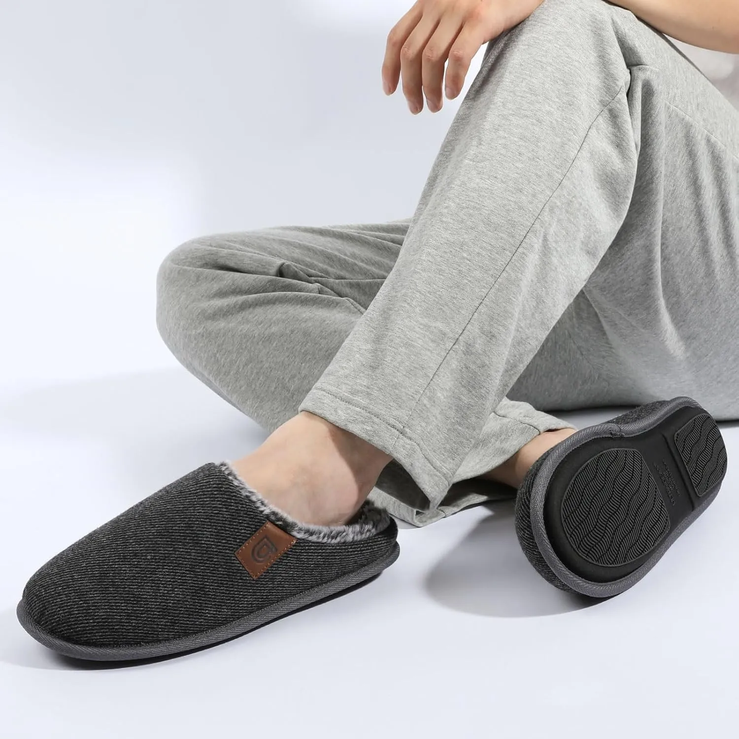 ULTRAIDEAS Casual Slippers for Men, Slip On Men's Slippers with Memory Foam & Rubber Sole Indoor