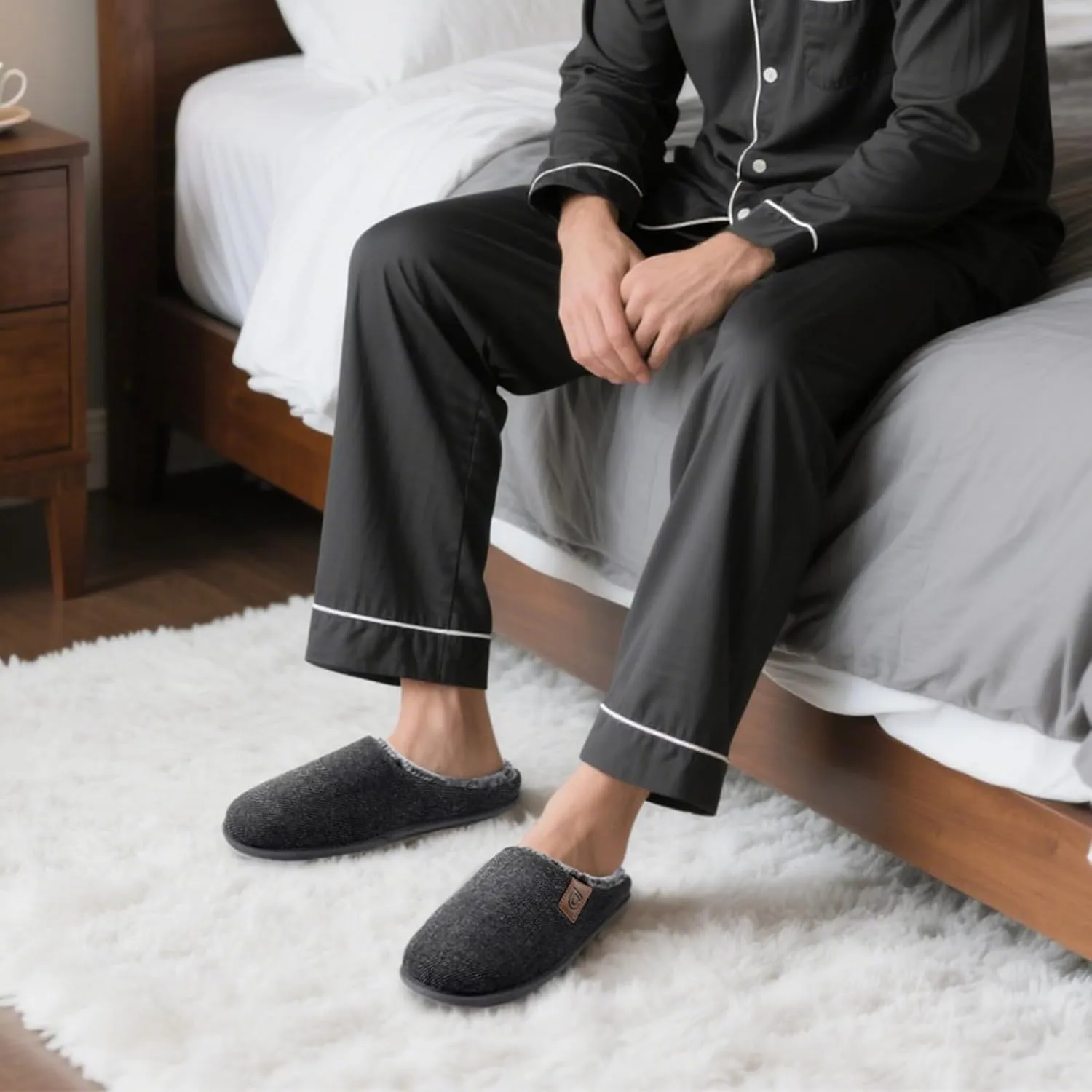 ULTRAIDEAS Casual Slippers for Men, Slip On Men's Slippers with Memory Foam & Rubber Sole Indoor