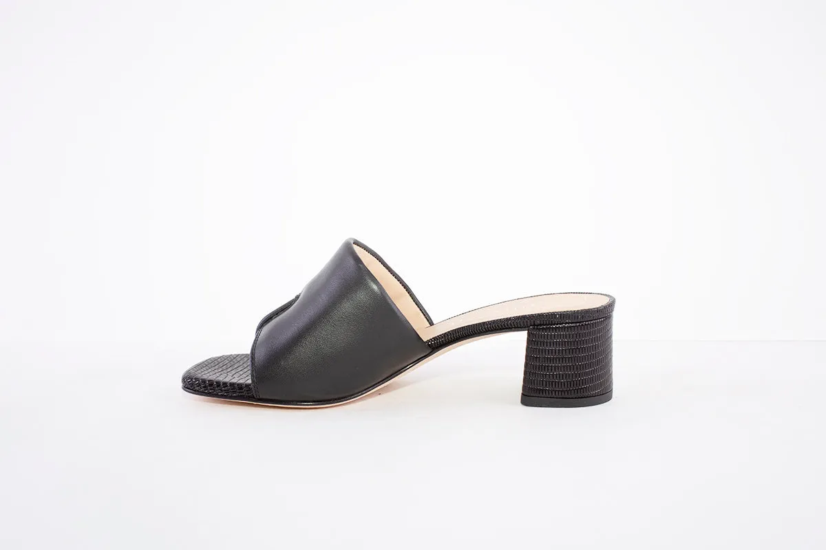 UNISA - KOZAN MEDIUM BLOCK HEEL MULE - BLACK LEATHER