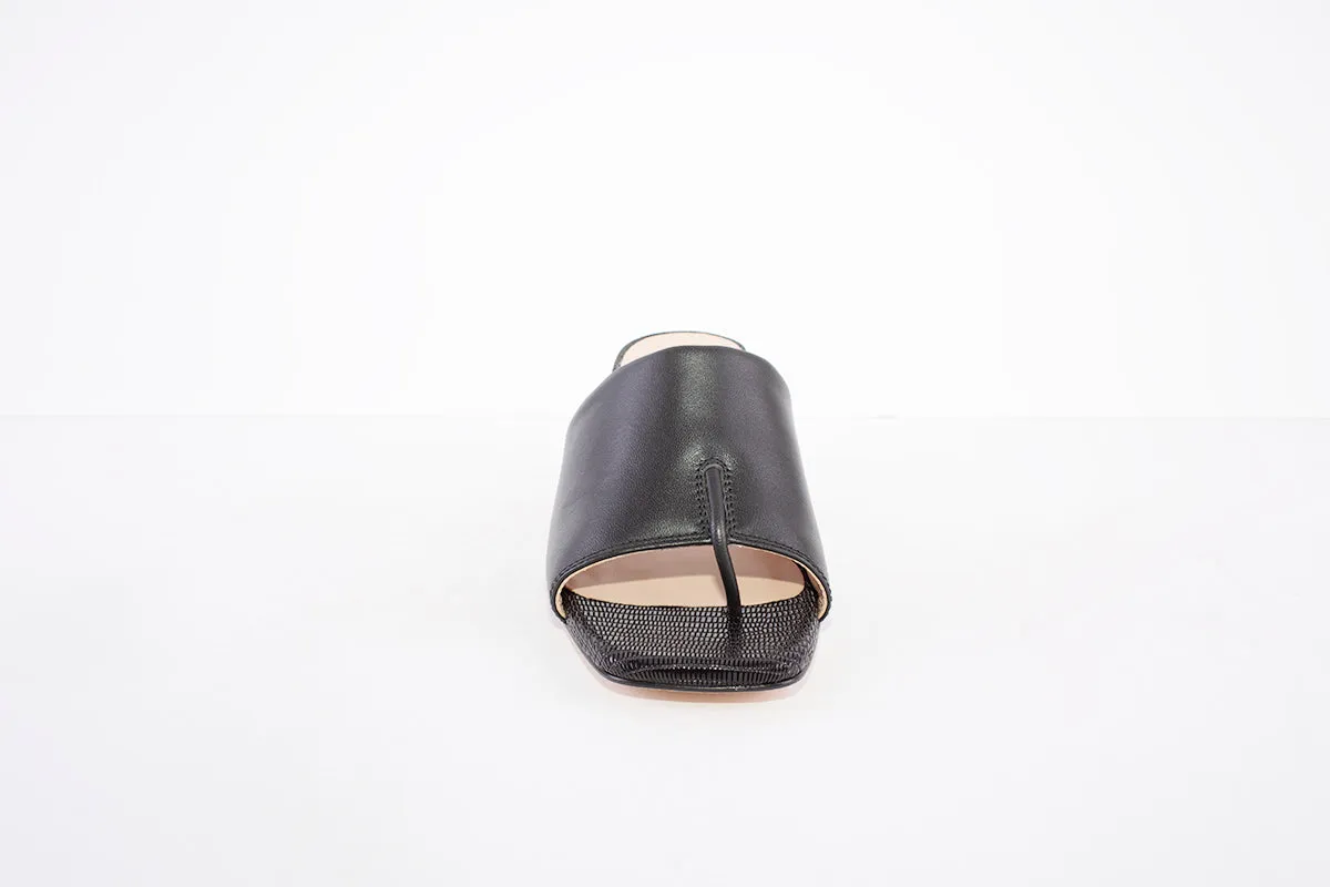 UNISA - KOZAN MEDIUM BLOCK HEEL MULE - BLACK LEATHER