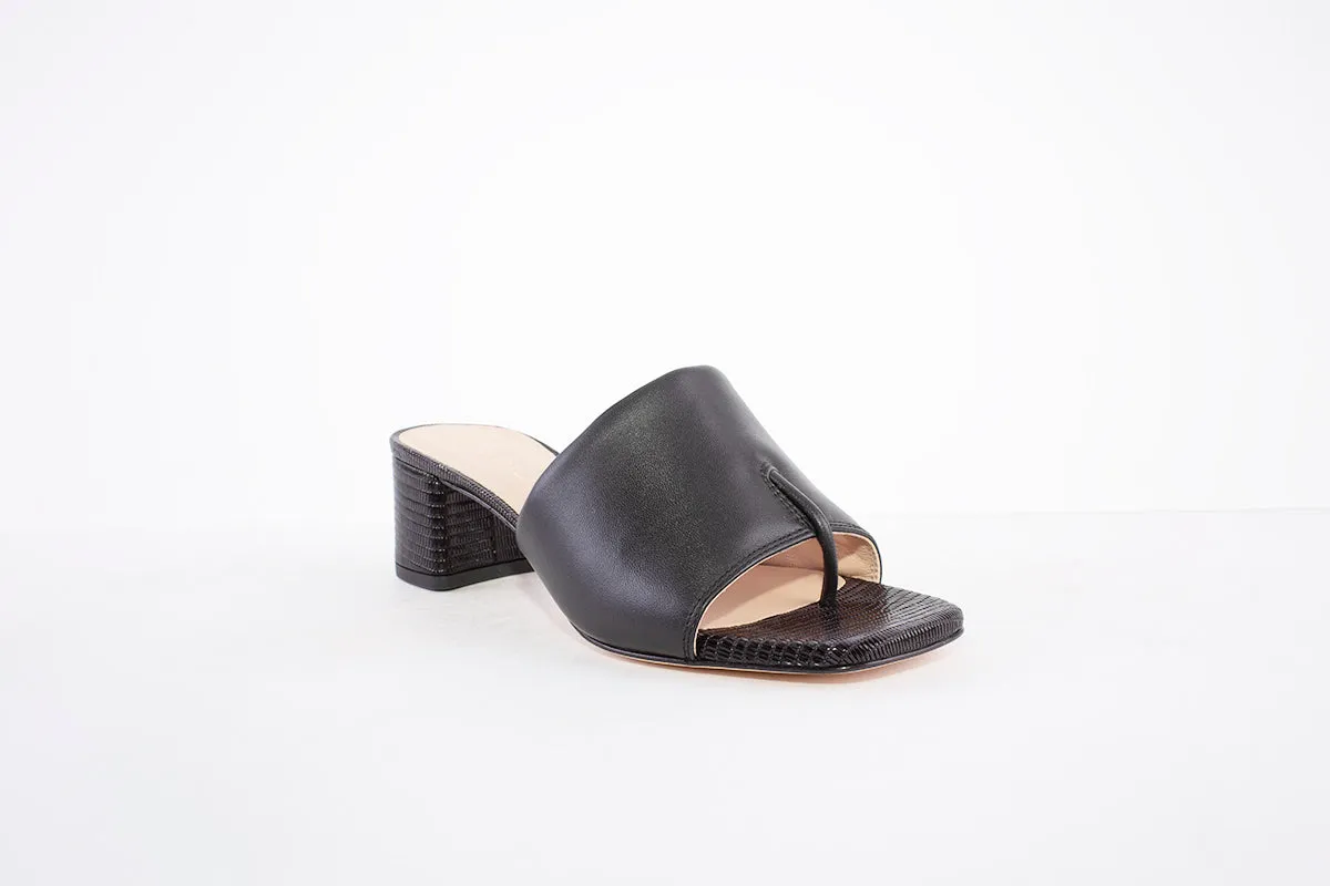 UNISA - KOZAN MEDIUM BLOCK HEEL MULE - BLACK LEATHER