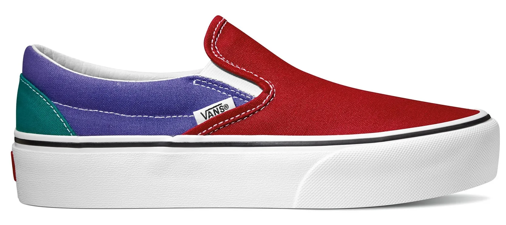 Vans Classic Slip-On Platform (Tri-Block) Tango Red/Liberty/Quetzal Green