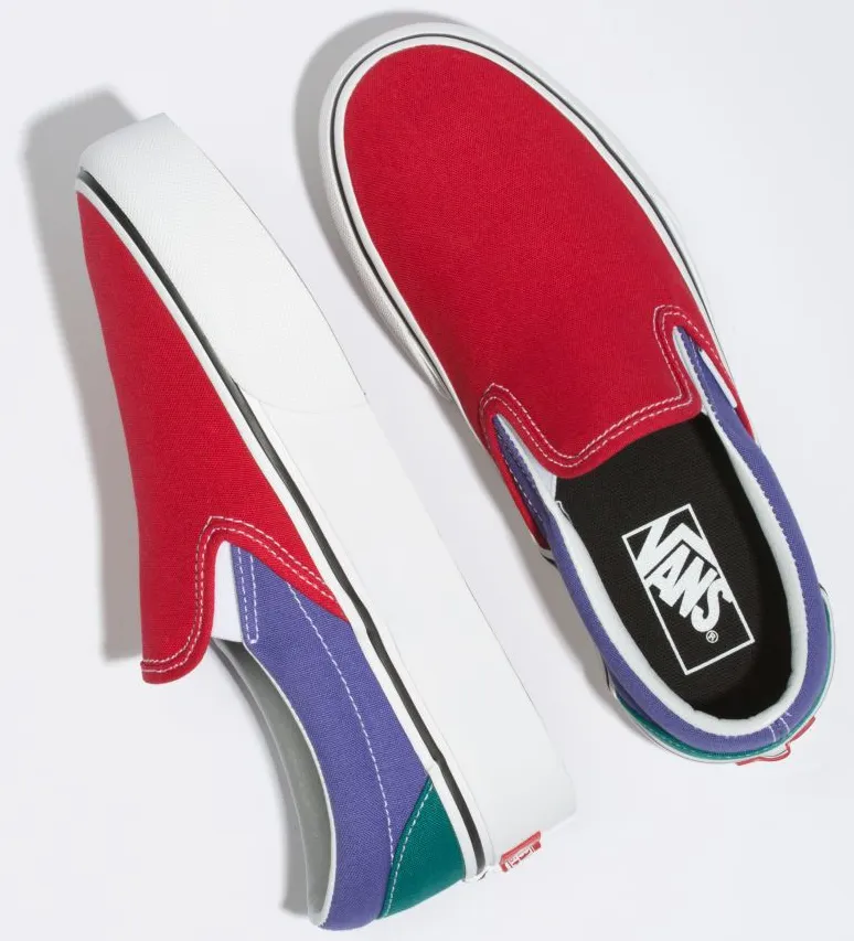 Vans Classic Slip-On Platform (Tri-Block) Tango Red/Liberty/Quetzal Green