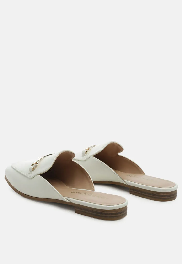Vasiliki Faux Leather Flat Mules By Ruw