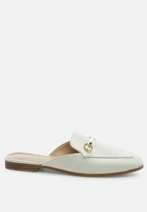 Vasiliki Faux Leather Flat Mules By Ruw