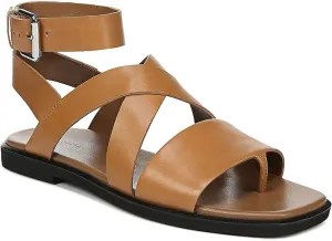 VIA SPIGA Womens Anta Square Toe Flat Strappy Sandals Tan 6 Medium (B,M)