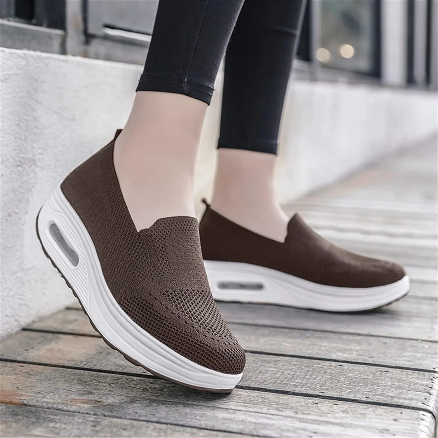 VIED Women's Orthopedic Sneakers Air Cushion Slip On Platform Sneakers for Women