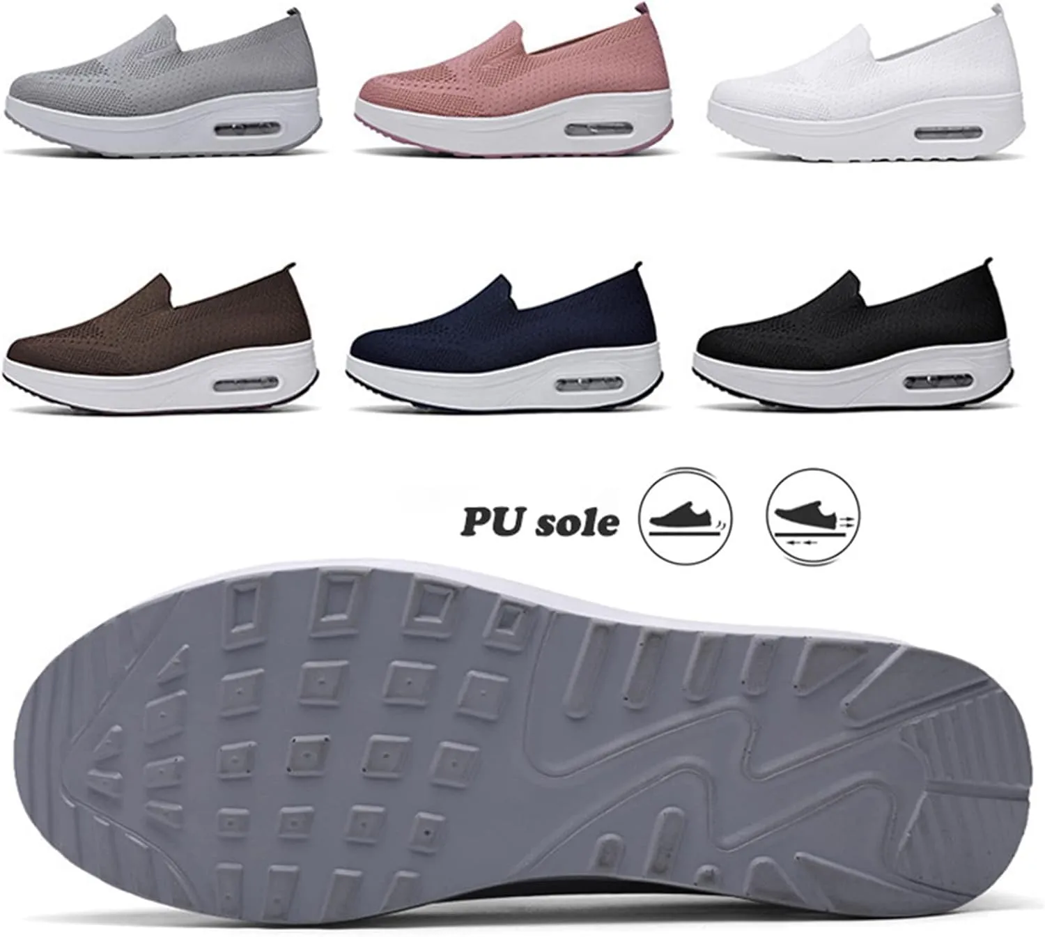 VIED Women's Orthopedic Sneakers Air Cushion Slip On Platform Sneakers for Women