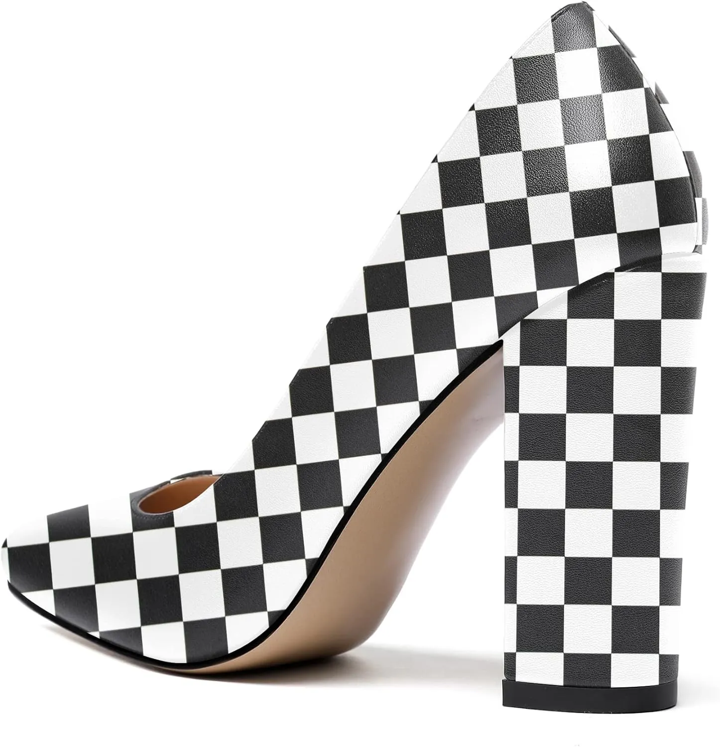 WAYDERNS Womens Round Toe Slip On Matte Dress Party Block High Heel Pumps Shoes 4 Inch