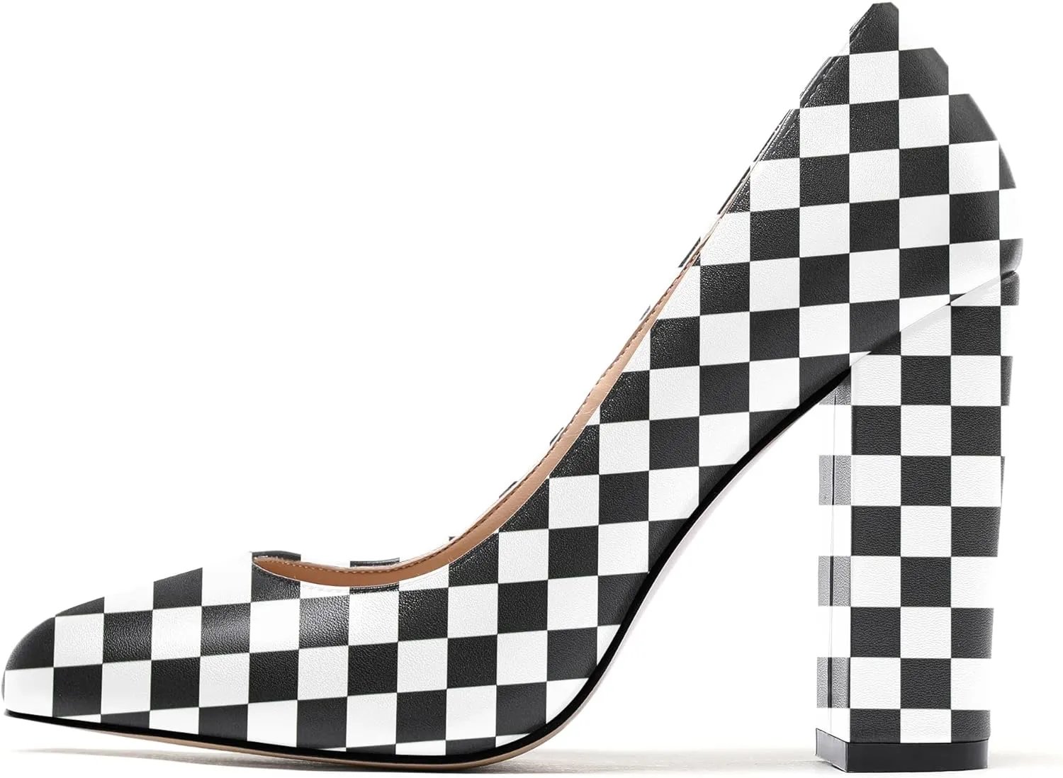 WAYDERNS Womens Round Toe Slip On Matte Dress Party Block High Heel Pumps Shoes 4 Inch