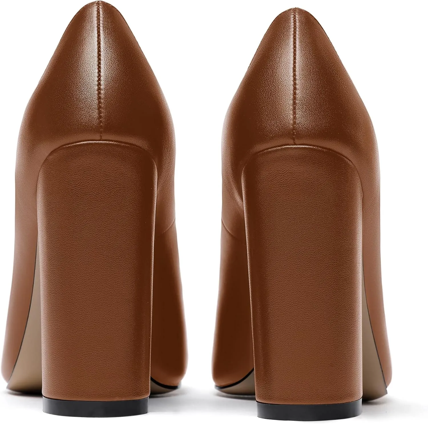 WAYDERNS Womens Round Toe Slip On Matte Dress Party Block High Heel Pumps Shoes 4 Inch