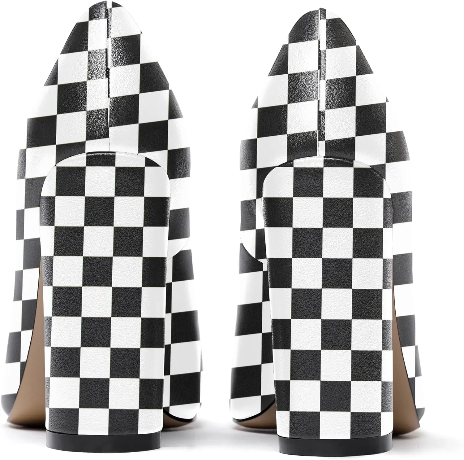 WAYDERNS Womens Round Toe Slip On Matte Dress Party Block High Heel Pumps Shoes 4 Inch