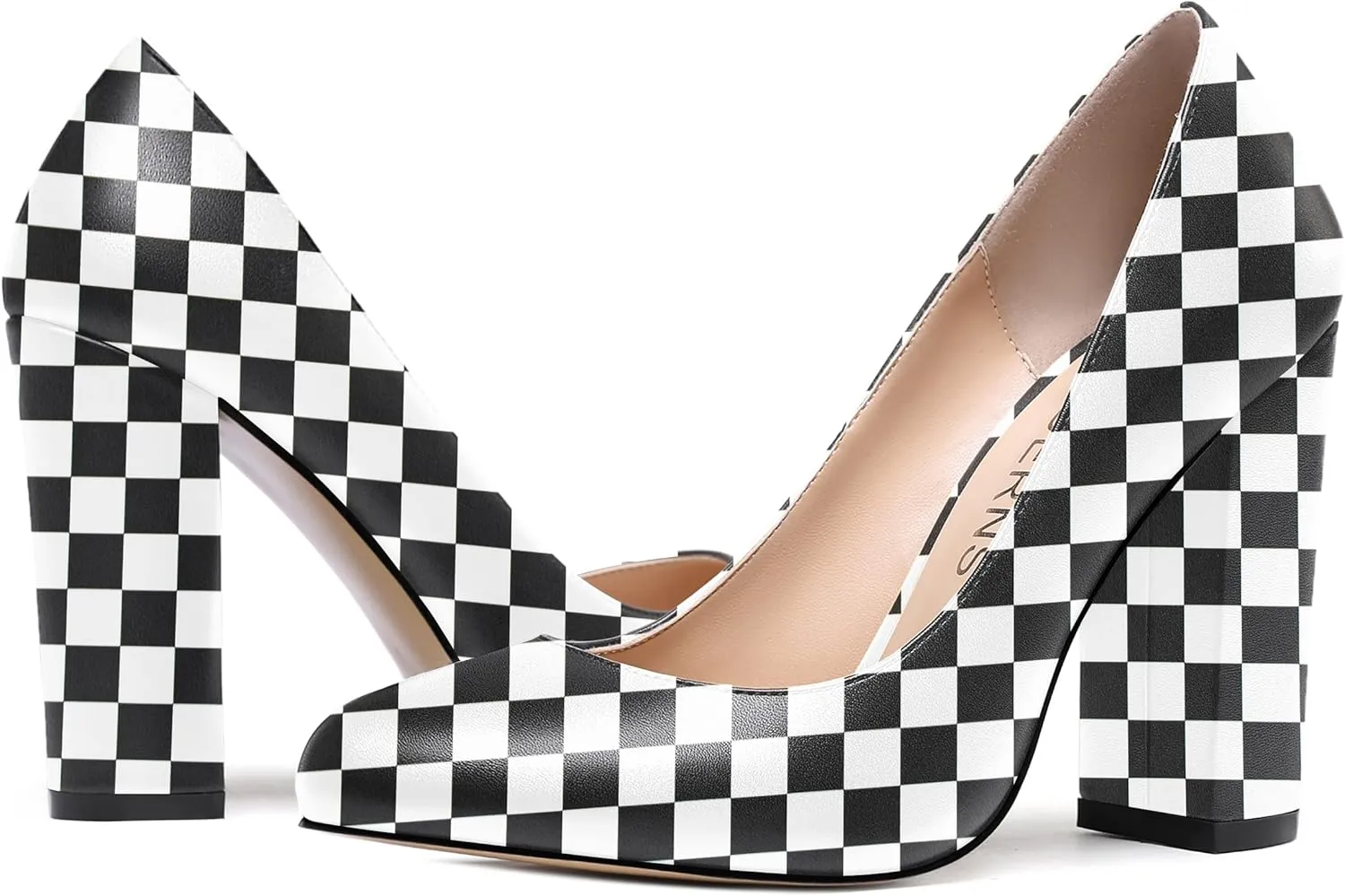 WAYDERNS Womens Round Toe Slip On Matte Dress Party Block High Heel Pumps Shoes 4 Inch