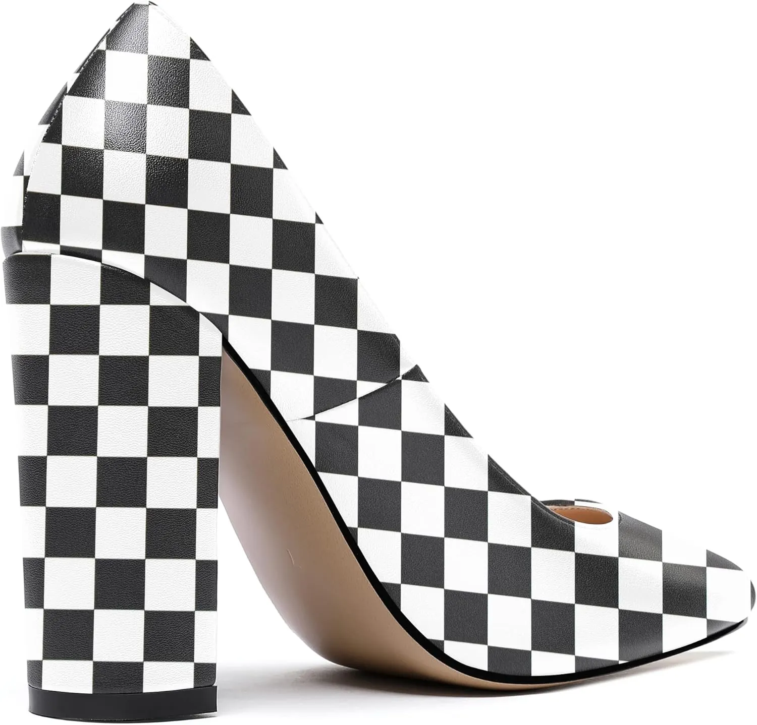 WAYDERNS Womens Round Toe Slip On Matte Dress Party Block High Heel Pumps Shoes 4 Inch