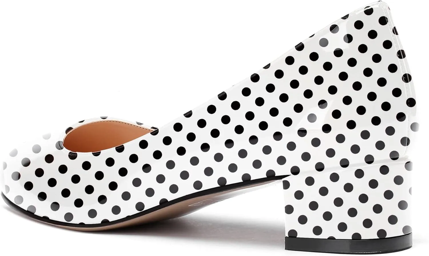 WAYDERNS Women's Slip On Round Toe Patent Chunky Low Block Kitten Heel Pumps Shoes 1.5 Inch