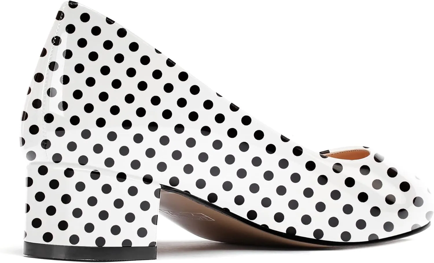 WAYDERNS Women's Slip On Round Toe Patent Chunky Low Block Kitten Heel Pumps Shoes 1.5 Inch