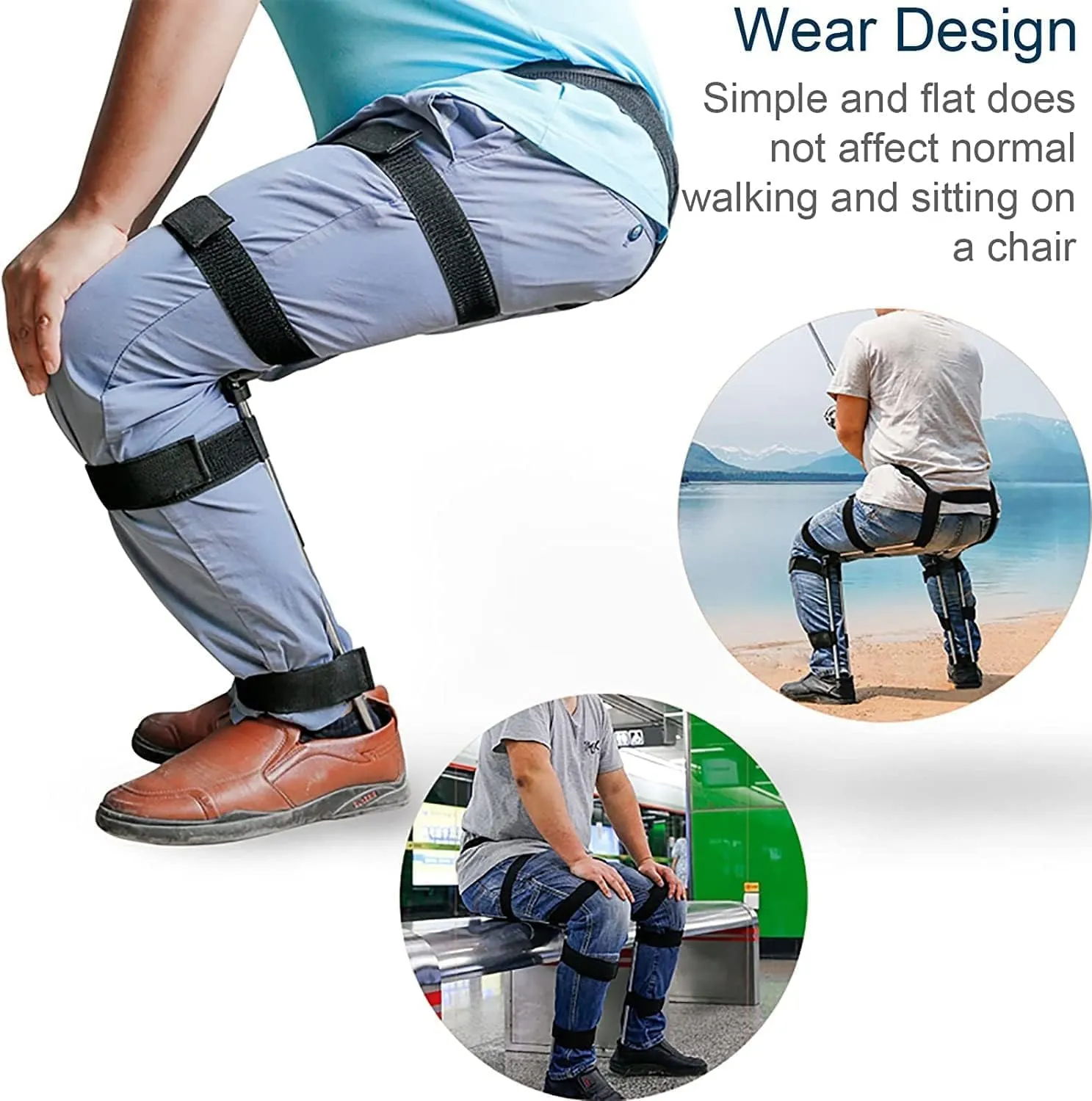 Wearable Chair Invisible Magic Seats, Exoskeleton Levitation Seat, Folding Fishing Portable Seat Lightweight Chair, Bear Up To 330Lbs, Exoskeleton Levitation Seat, For Fishing, Concert, Subway ( Size