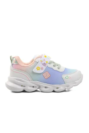 White Velcro Lightweight Children's Sports Shoes 1415-P