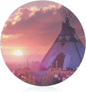 Wild Camping Sunset Tempered Glass Cutting Boards Kitchen Scratch Resistant Non-Slip Chopping Board with Rubber Feet