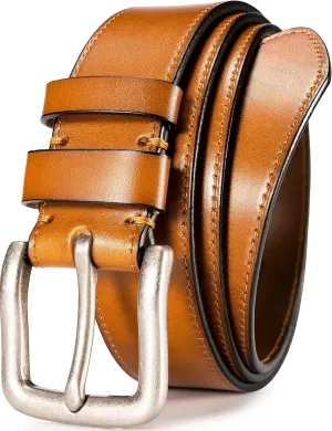 WOLFANT Men's 35mm Casual Jean Belt,100% Real Solid Buffalo Leather