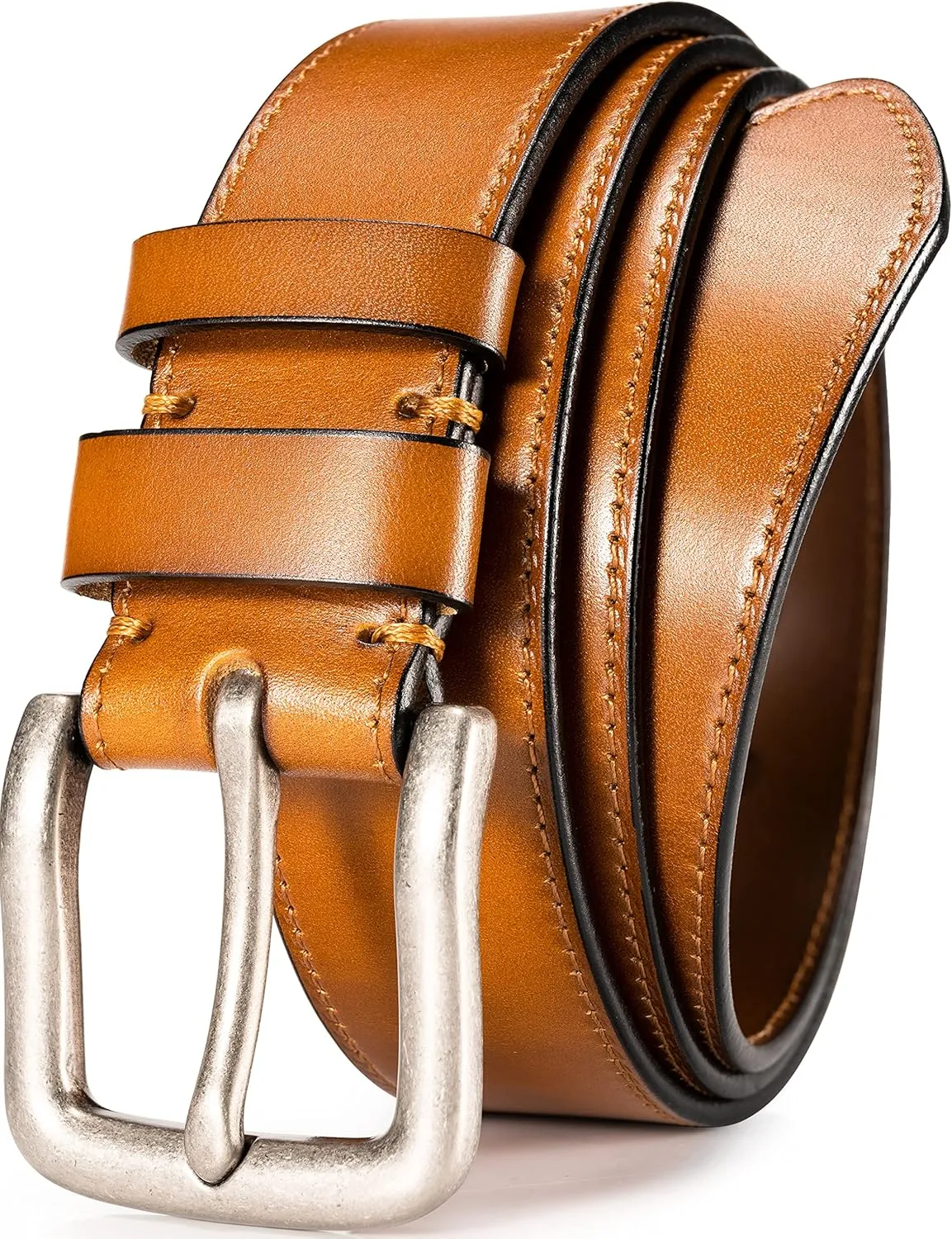 WOLFANT Men's 35mm Casual Jean Belt,100% Real Solid Buffalo Leather
